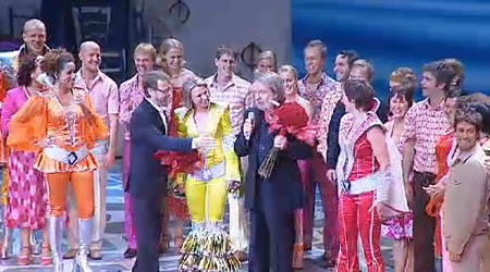 On stage after the Oslo premiere