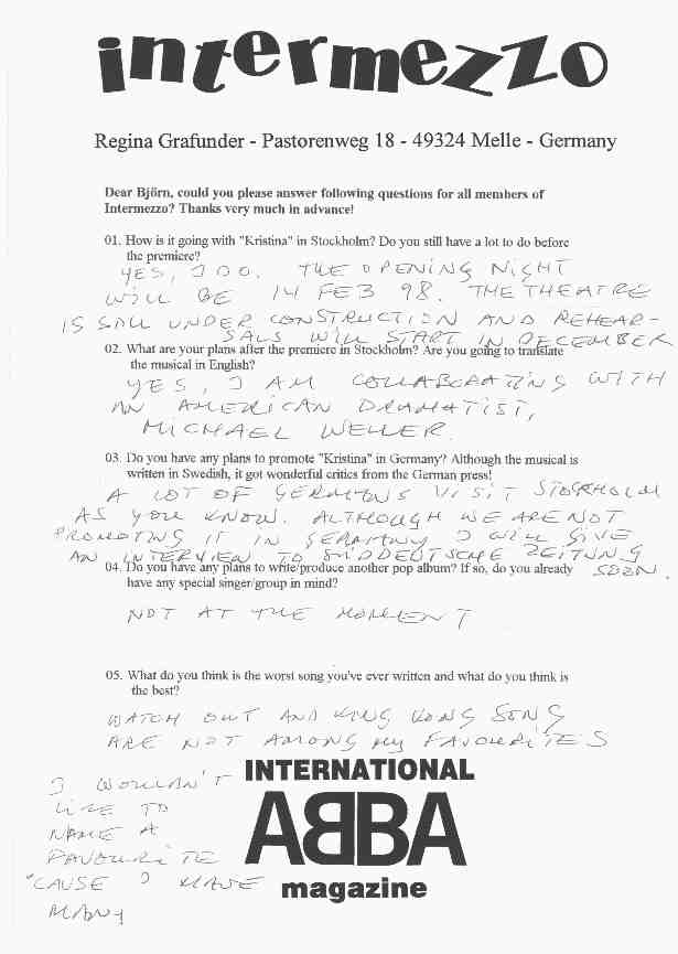 Bj&ouml;rn Interview 1997