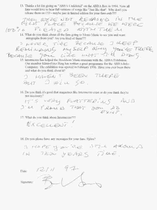 Bj&ouml;rn Interview 1997