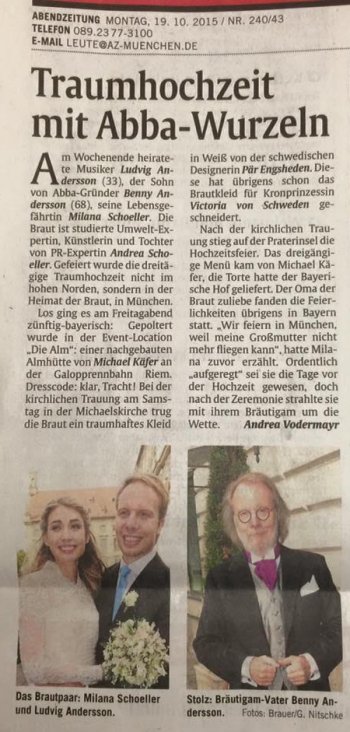 Zeitungsartikel über Ludvigs Hochzeit