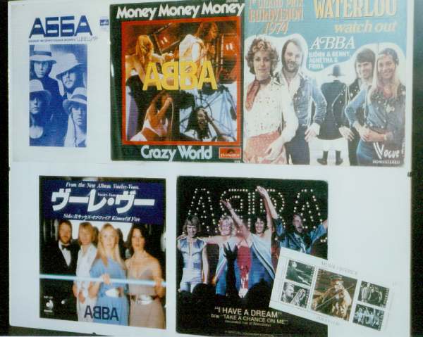 Record sleeves and the ABBA stamp (lower right corner)