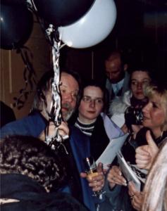 Benny surrounded by admirers